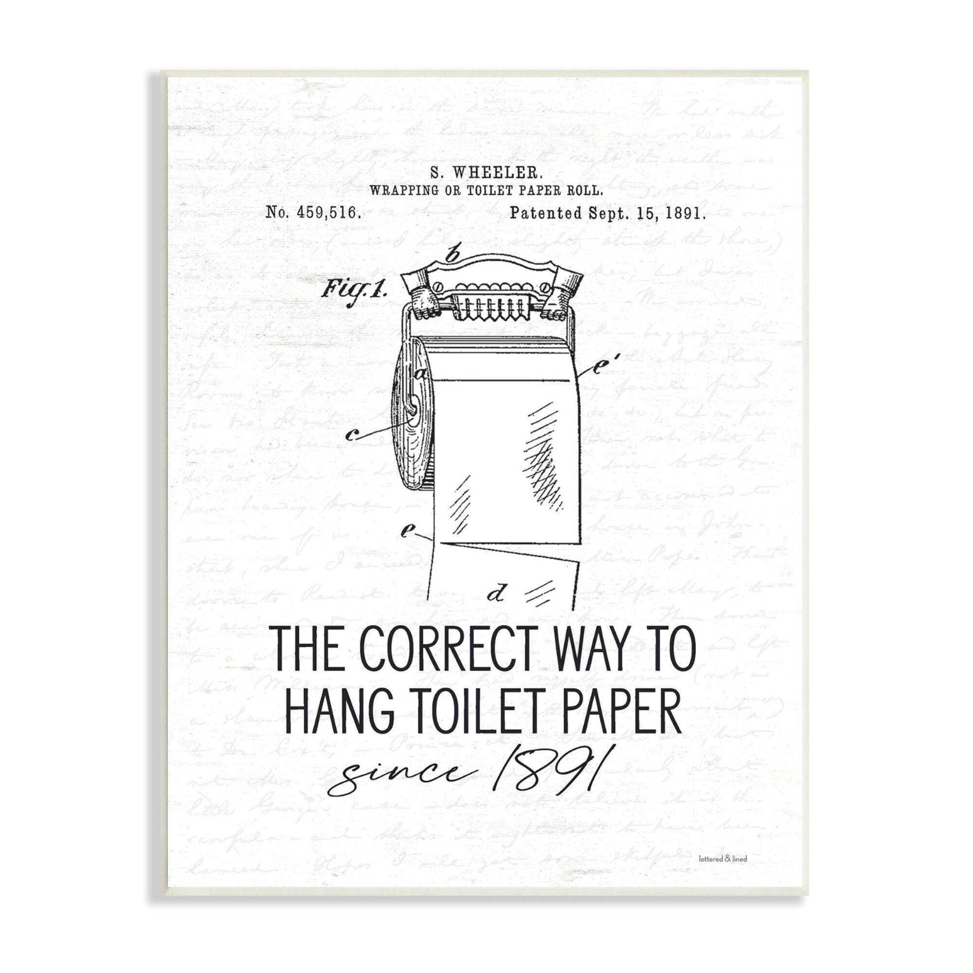 Stupell Industries Vintage Bathroom Diagram Correct Way Hang Toilet Paper Wall Plaque